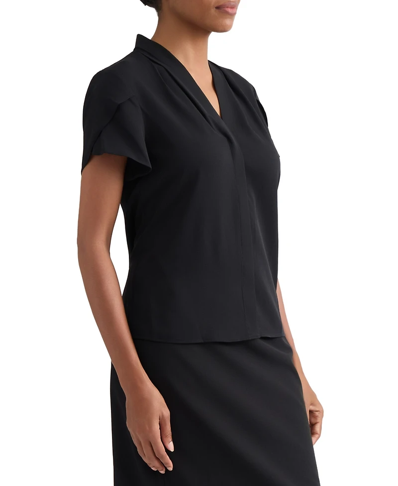 Jones New York Petite Petal-Sleeve Blouse