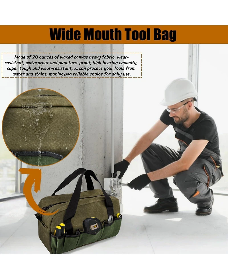 Xdovet Waxed Canvas Tool Bag Organizer Tote