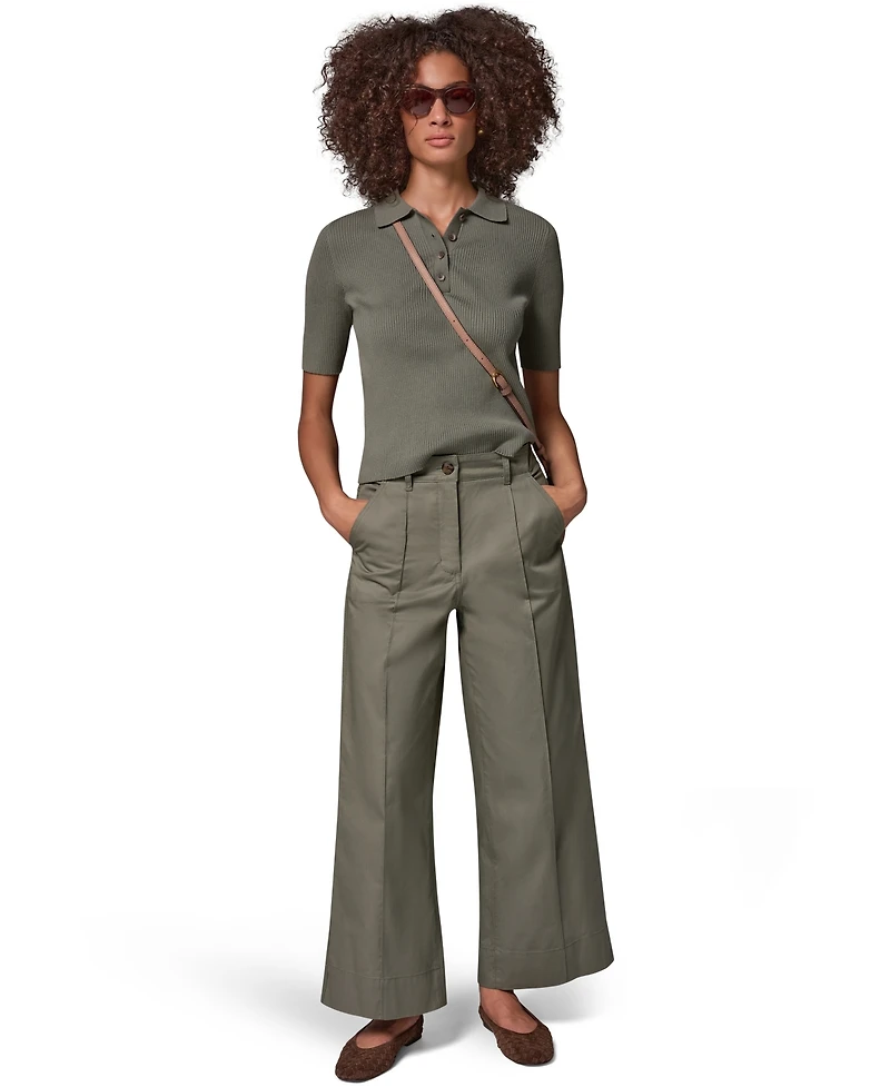 Donna Karan Weekend Women's Cotton Twill Wide-Leg Mid-Rise Pants,