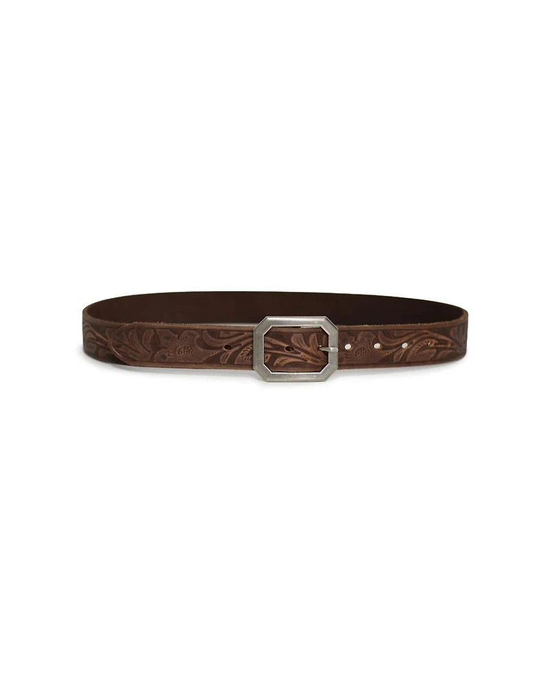 belle & bloom Women's Stand By Me Embossed Leather Belt