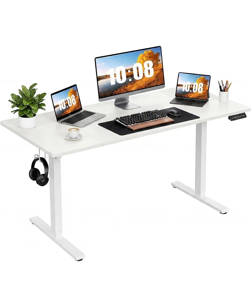 homfan Electric Standing Desk with Splice Board, 2 Hooks and 3 Memory Presets