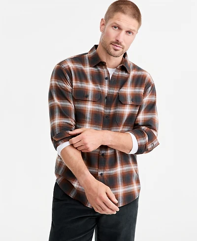 Sun + Stone Men's Joshua Plaid Flannel Shirt, Macy's Exclusive
