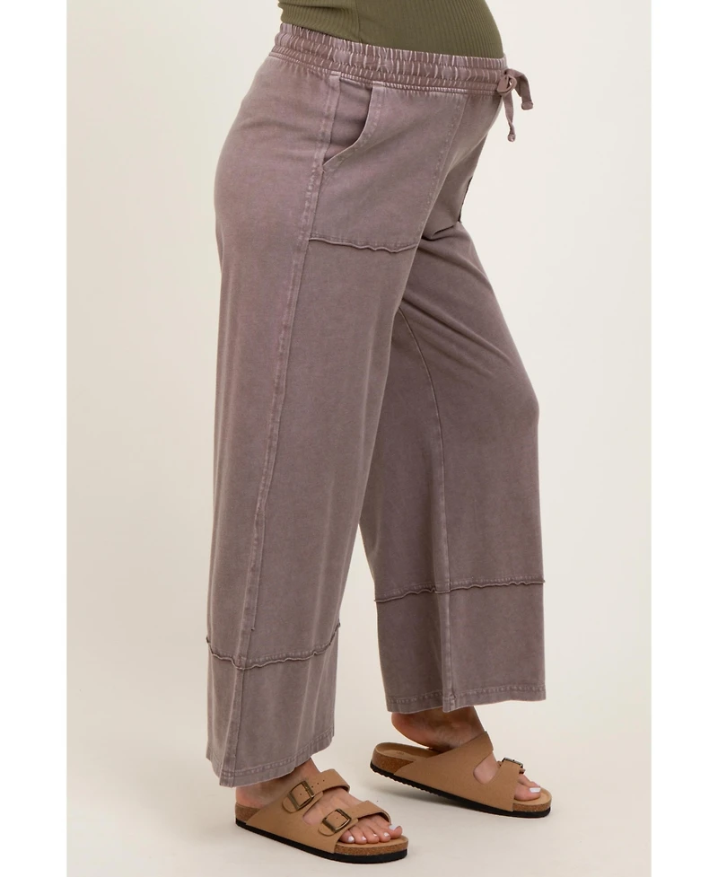 Pinkblush Women's Mocha Mineral Wash Wide Leg Ankle Pants