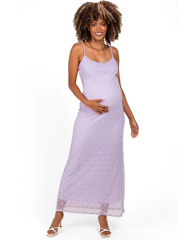 Pinkblush Maternity Sleeveless Lace Square-Neck Maxi Dress