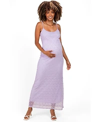 Pinkblush Maternity Sleeveless Lace Square-Neck Maxi Dress