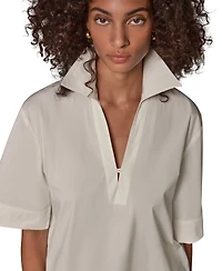 Donna Karan Weekend Women's Poplin V-Neck Collared Top