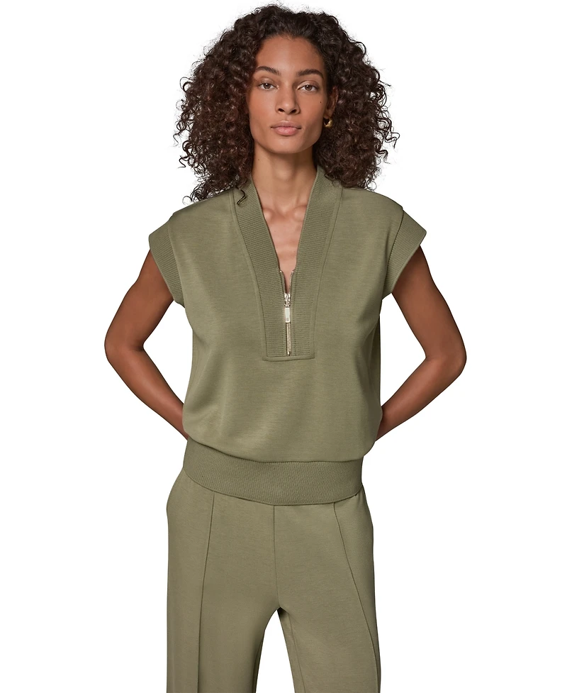 Donna Karan Weekend Women's Half-Zip V-Neck Top