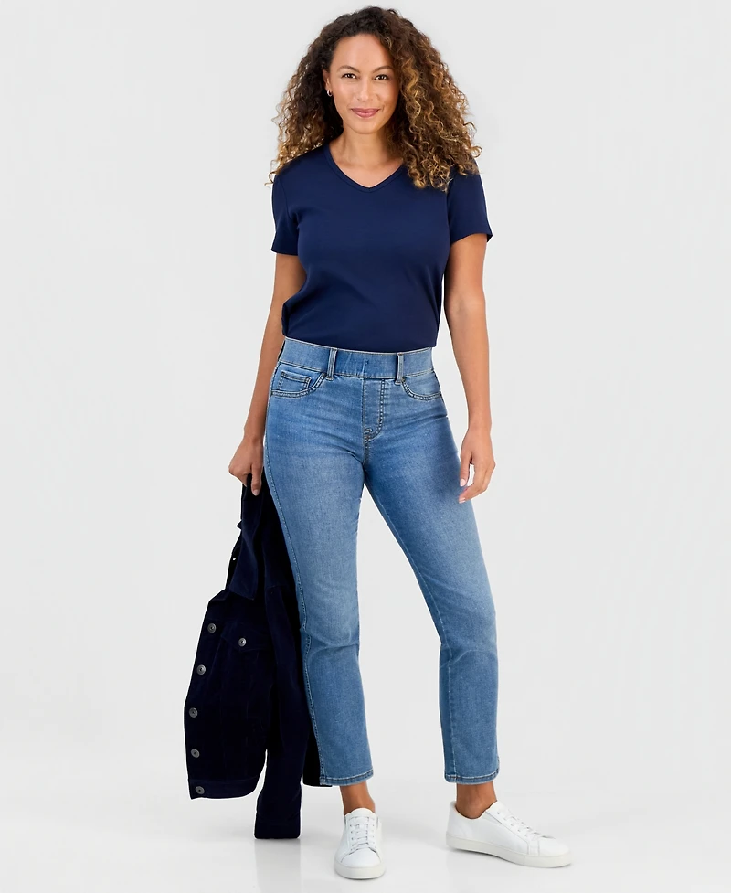 Style & Co Petite High-Rise Straight-Leg Shaping Jeans, Macy's Exclusive