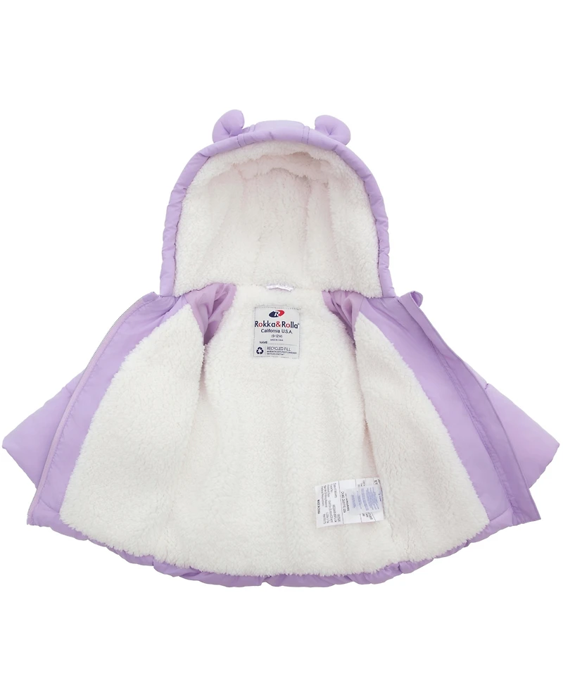 Rokka&Rolla Baby Girls (6-24M) Borg-Lined Bear Ears Puffer Jacket