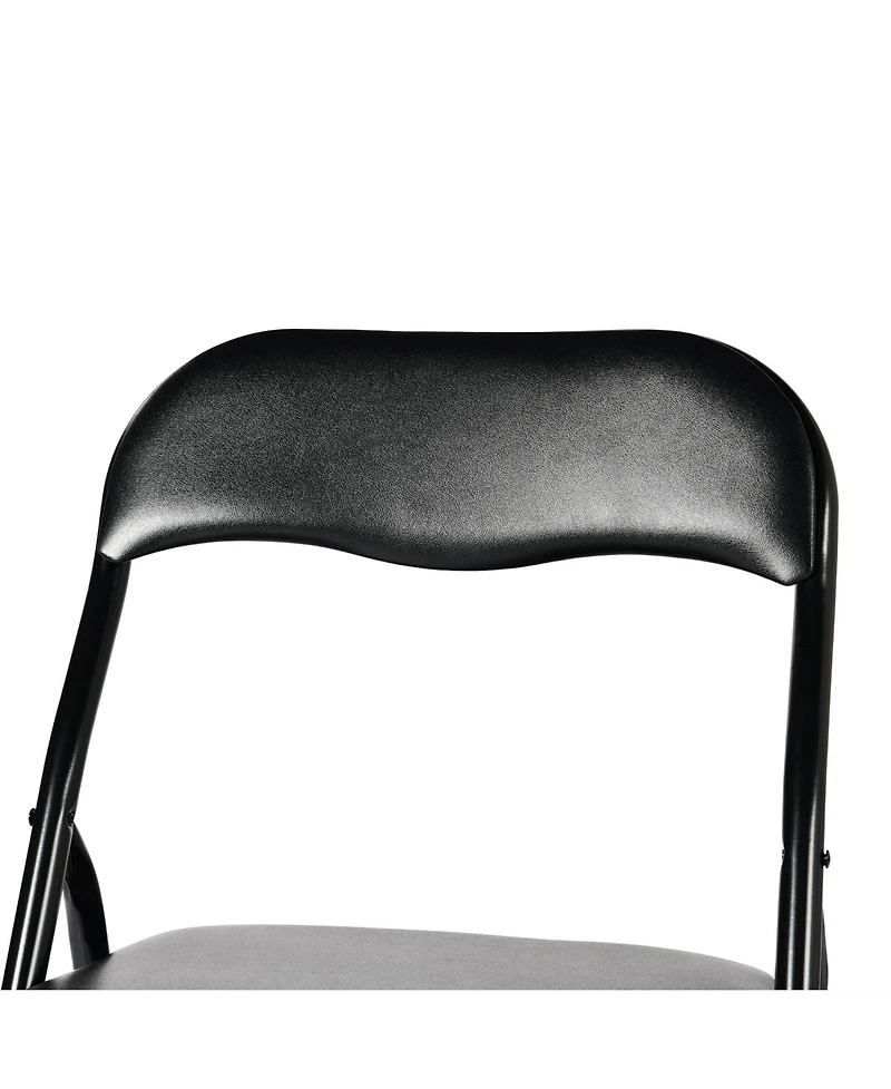 HomeRoots Set of Two Faux Leather and Steel Folding Chairs