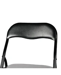 HomeRoots Set of Two Faux Leather and Steel Folding Chairs