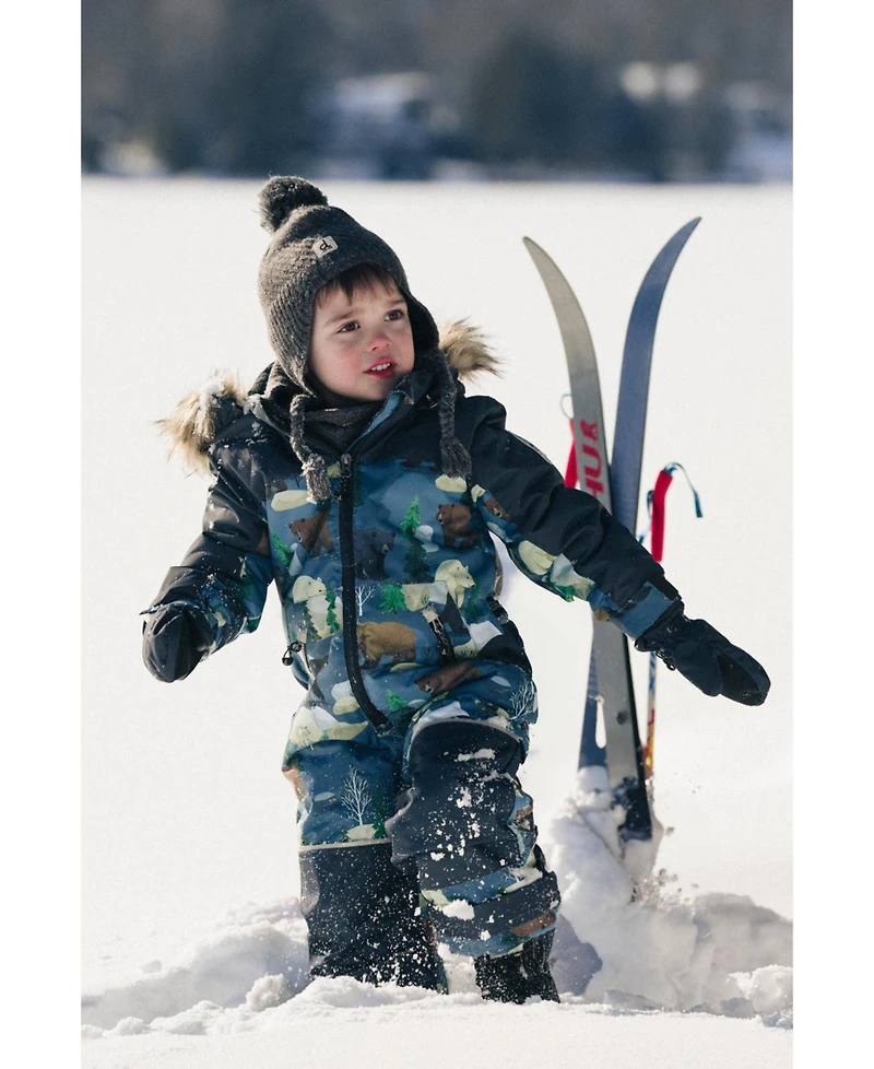 Deux par Deux Little and Big Boy ( 6 To 8 ) One Piece Discover Snowsuit Bear Print