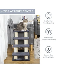 Ruie Cat Tree with 4 Climbing Steps and Sisal Scratching Post