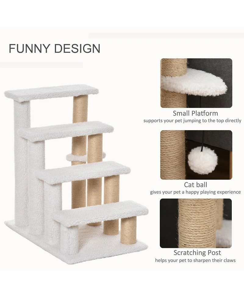 Ruie 4-Level Cat Climbing Steps with Scratching Posts for Sofa