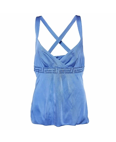 Pre-Owned Versace Women's Crystal-Embellished Greca Jersey Tank Top