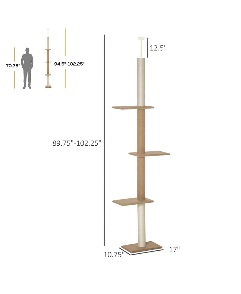 Ruie Floor to Ceiling Cat Tree Climbing Tower with Sisal Scratching Posts