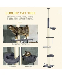 Ruie Floor to Ceiling 5-Tier Cat Tree Tower with Hammock and Cozy Bed