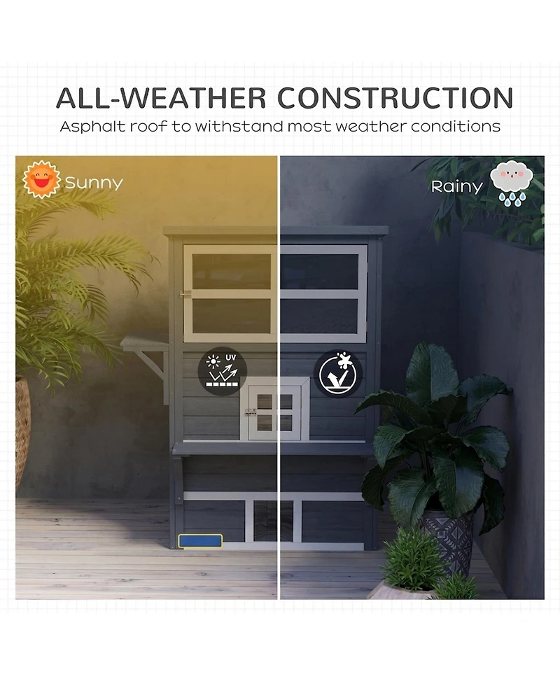Ruie Outdoor 3-Tier Cat House Kitty Shelter with Escape Door