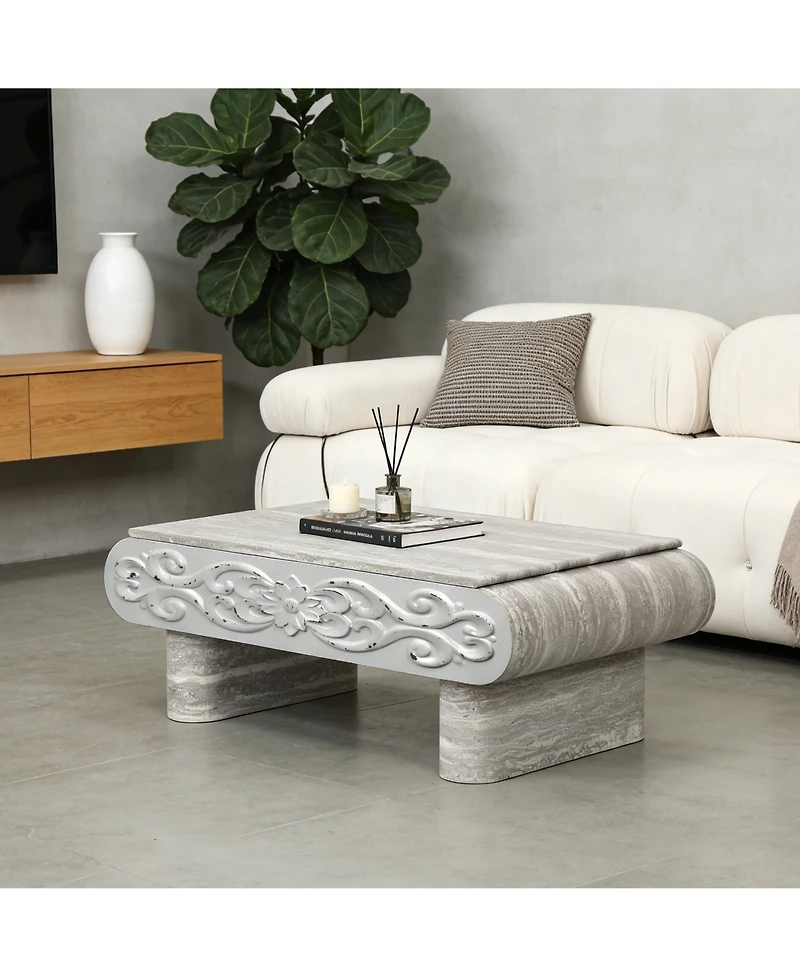 Clihome Modern Lift Top Wooden Coffee Table Side Table, Mdf Center Table with Hidden Storage