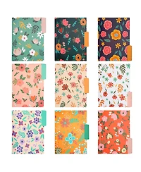 Danrong Decorative Plastic File Folders Letter Size 9 Styles Floral Patterns Expandable Waterproof Office School Supplies