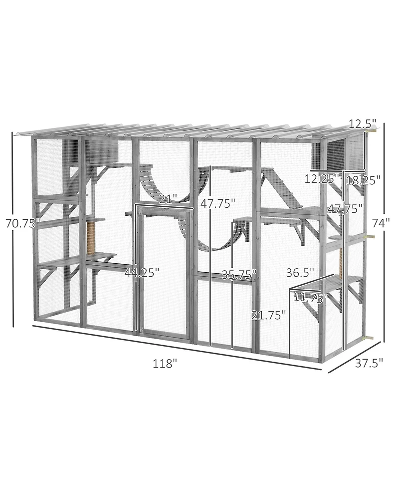Ruie Large Outdoor Catio Cat Enclosure with Shelves Bridges and Ramps