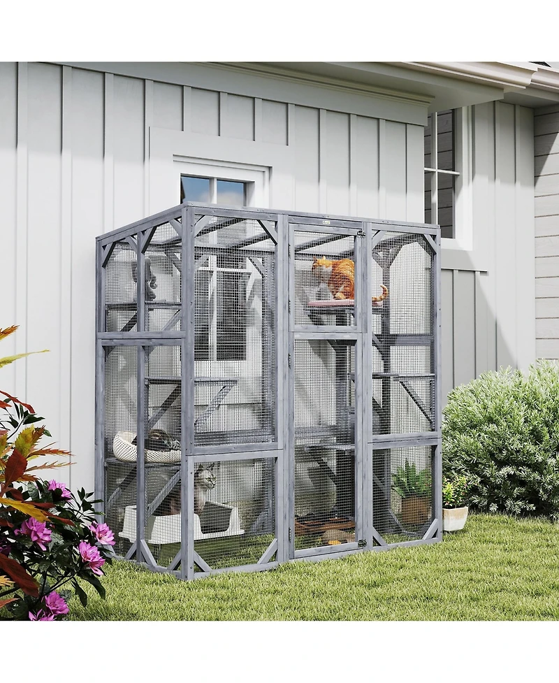Ruie Large Outdoor Catio Cat House with 6 Jumping Platforms