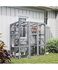 Ruie Large Outdoor Catio Cat House with 6 Jumping Platforms