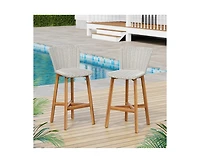 sumyeg Lymington Outdoor Bar Stool Set of 2, Teak Finished Wood with Wicker Seat