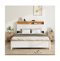 Lucky One King Size Upholstered Bed Frame with High-Back Tufted Headboard - No Box Spring Needed