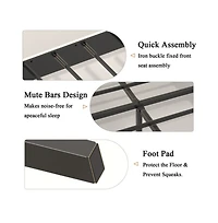 Lucky One King Size Platform Bed Frame with Upholstered Headboard, Sturdy Metal Frame, Wood Slats, No Box Spring Needed, Easy Assembly