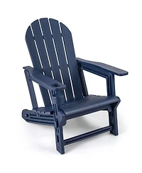 Gymax Piece Adirondack Chair with Cup Holder and Wooden Texture Outdoor Plastic Chair