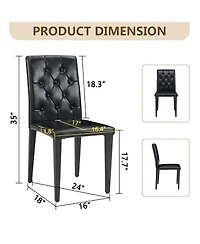 Sailvan Pu Dining Chairs, 35 Inch Ergonomic Buckle Backrest With Metal Legs