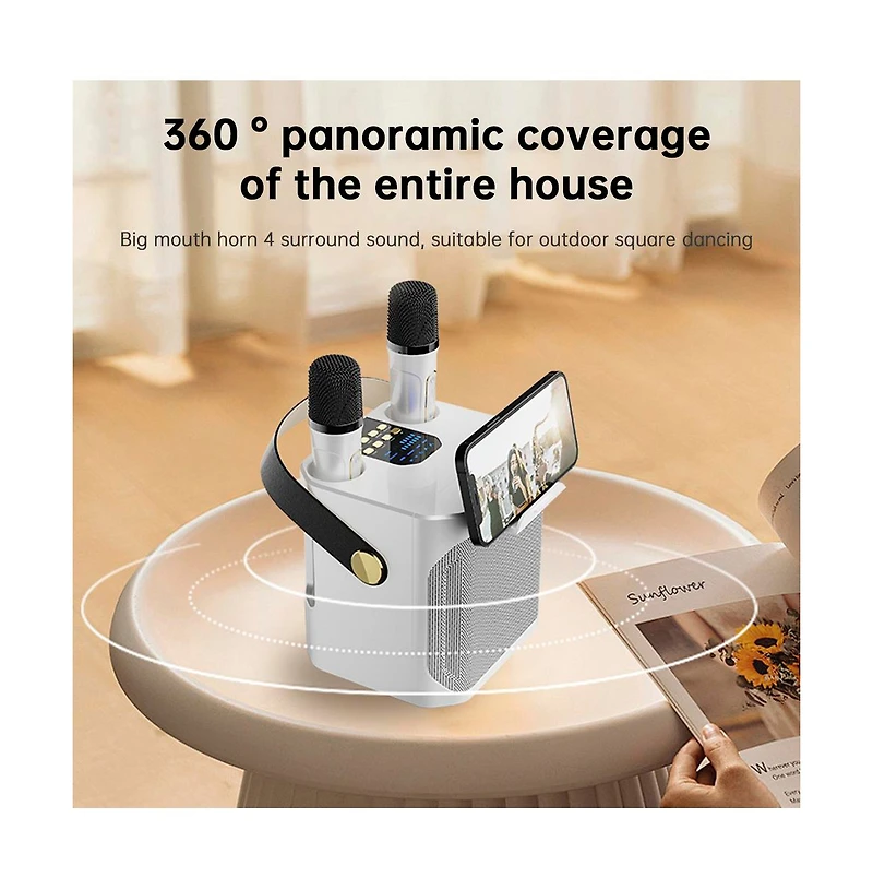 Artudatech 10W Bluetooth 5.3 Dual-Wireless Microphone Karaoke Speaker