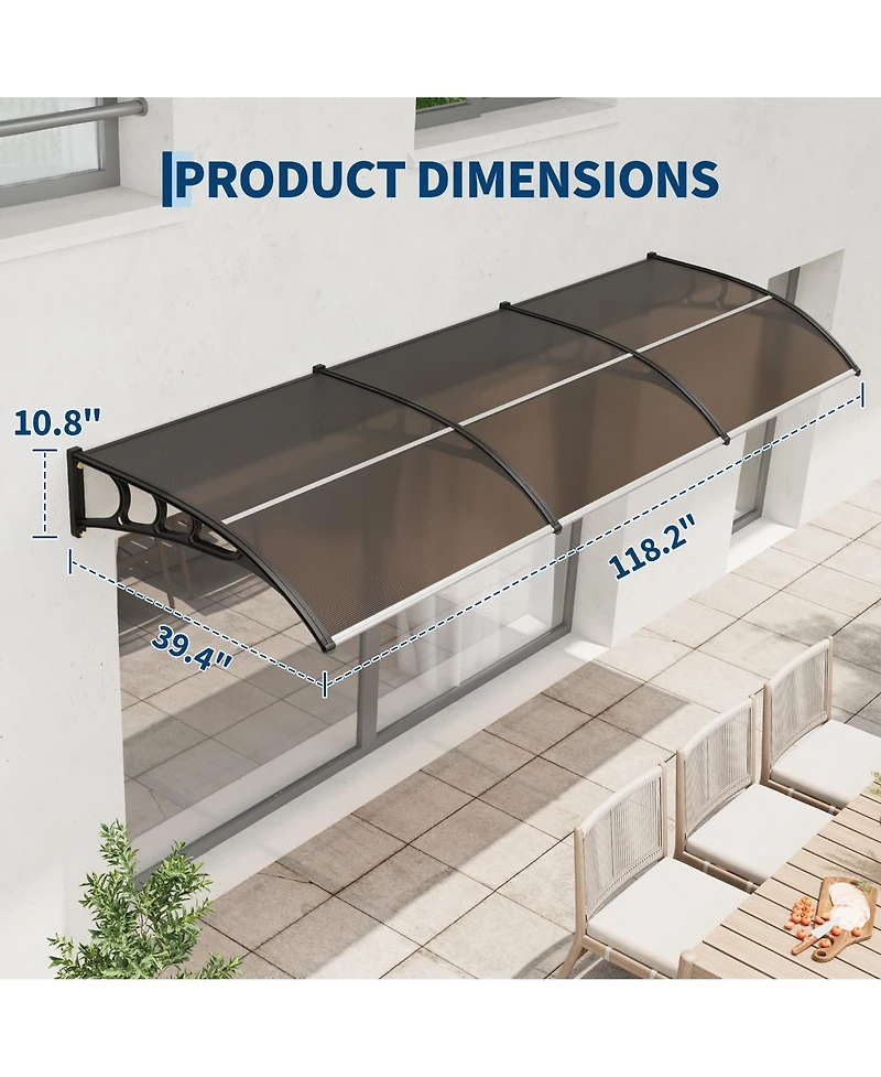 homfan Polycarbonate Door and Window Awning Canopy, Uv, Rain Snow Shield