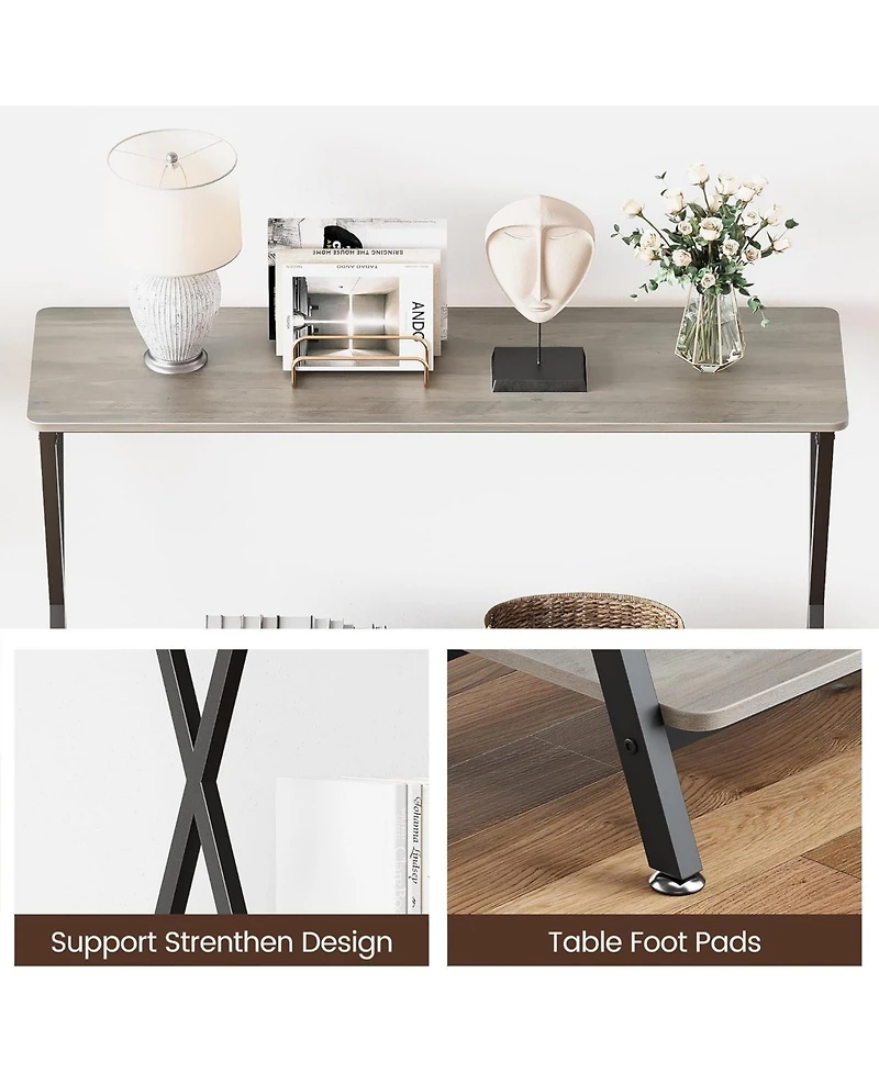 homfan 41" Narrow 2-Tier Console Table with Storage Shelf, Behind Couch Entryway Table