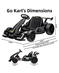 homfan 24V Electric Go-Kart with Dual Motors, 8 Mph Speed & Adjustable Seat, Ages 5-14