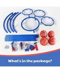 homfan 4 Hoop Adjustable Basketball Set, Toddler Sports Toy with 2 Mini Basketballs and Air Pump