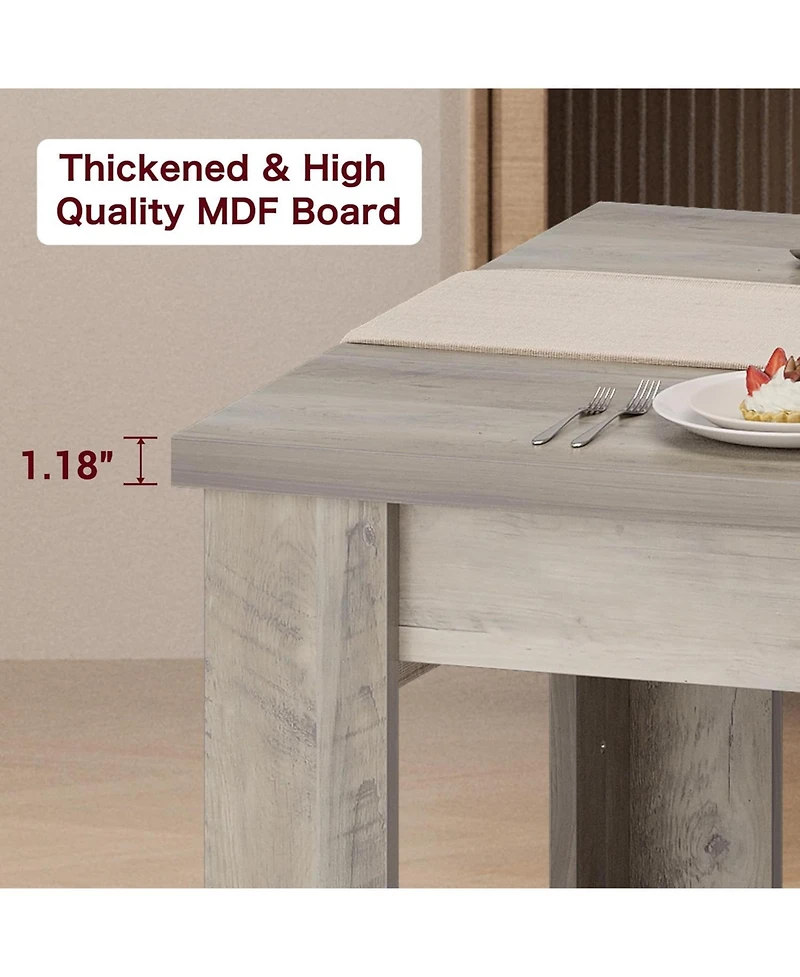 homfan 63-Inch Rectangular Farmhouse Dining Table for 4-6, 1.18" Thick Tabletop