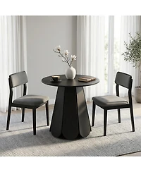 homfan 31.5" Round Farmhouse Dining Table for 2-4, Wood Grain Top, Pedestal Base