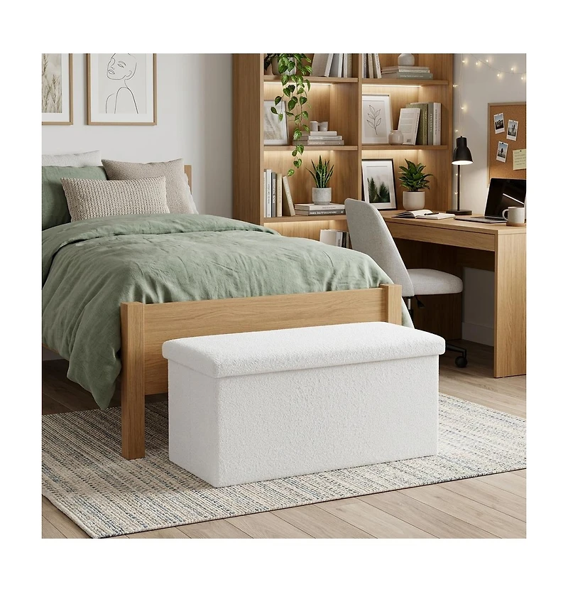 HomeRoots 30" Boucle Storage Ottoman