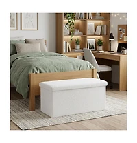 HomeRoots 30" Boucle Storage Ottoman