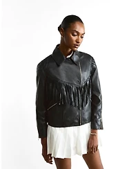 Furniq Uk Women's Dakota Fringed Leather Jacket