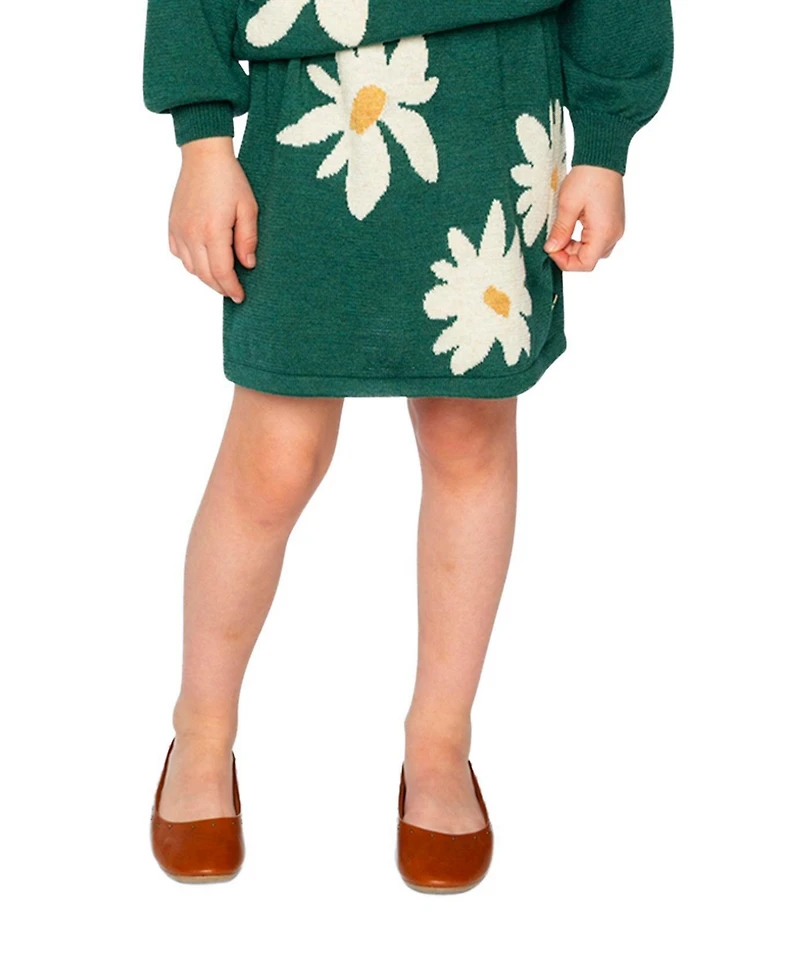 Deux par Deux Little and Big Girl (size 6 to 12 ) Knitted Skirt Jasper Printed