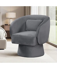 Gymax 2Piece Swivel Accent Chair With Back Removable Lumbar Pillow 360 Degree Rotating Function
