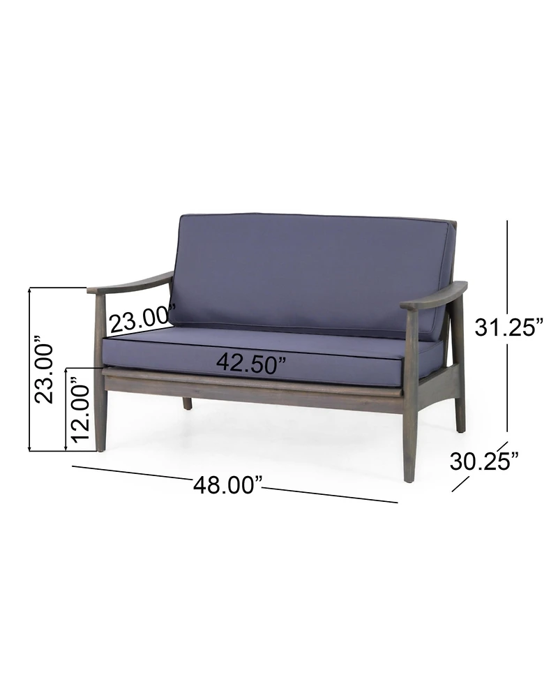 Mondawe Patio Loveseat Coffee Table Set Wood Outdoor Conversation Set