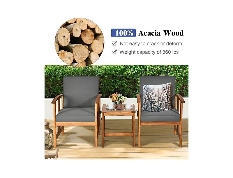 Mondawe 3 Solid Wood Outdoor Patio Sofa Furniture Set