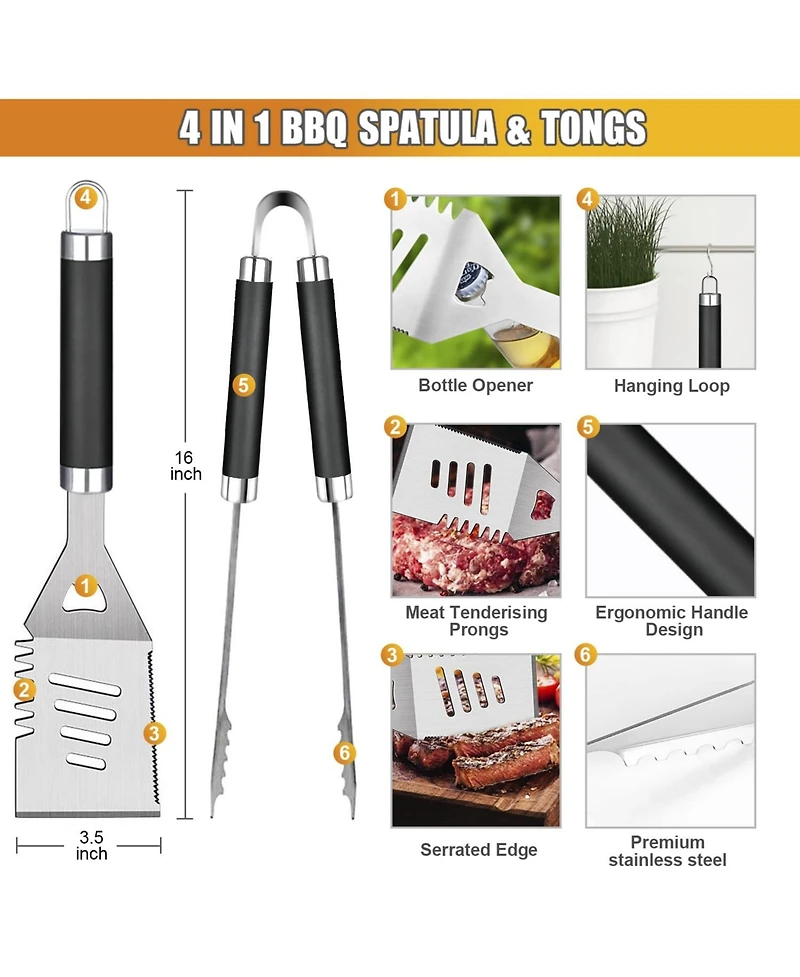 Xdovet Bbq Grill Tools Set 38pieces Stainless Steel Aluminum Case Mats