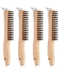 Xdovet Stainless Steel Wire Brush Metal Scraper Wooden Handle Rust Removal Tool