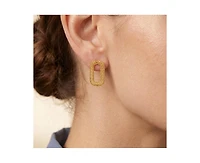 Rachel Glauber Radiant 14K Gold Plated Mesh Rectangular Loops Earrings