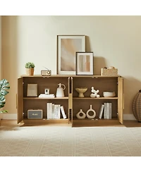 Clihome 67" Rattan 4-Door Buffet Cabinet